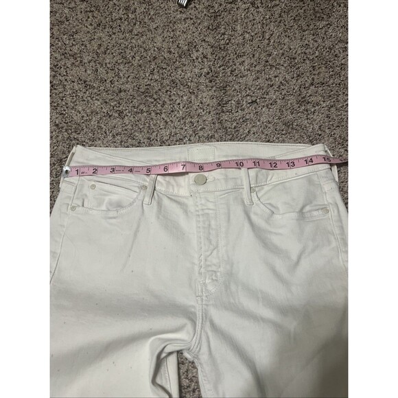 Mother Mid Rise Dazzler Ankle Fray In White Puff’s Size 29 - Picture 7 of 11